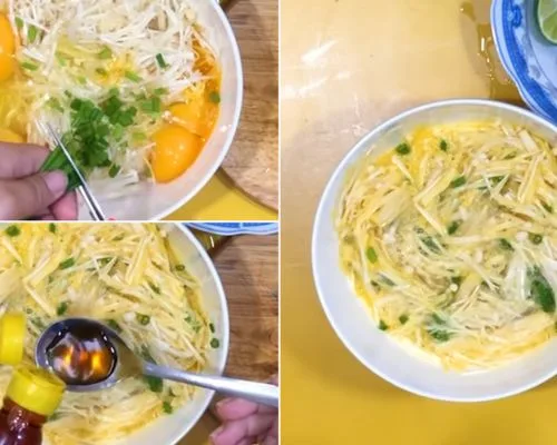 Nấm kim châm chiên trứng