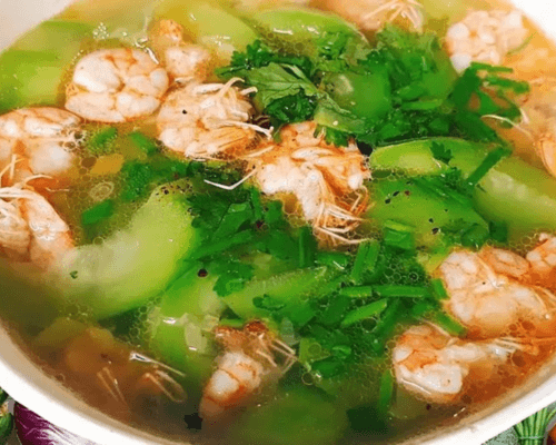 canh hành nấu tôm